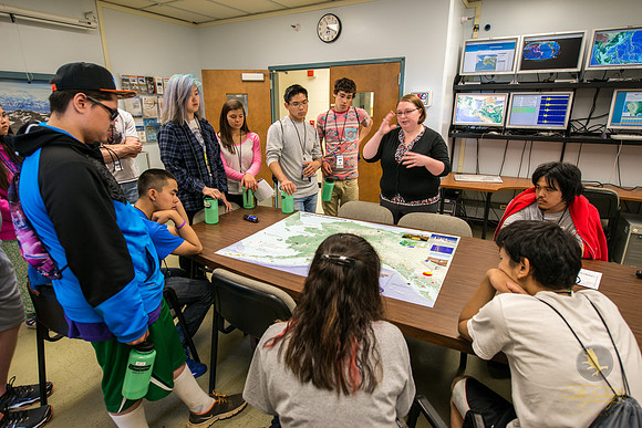 GeoFORCE students go on a tour through the Alaska Earthquake Center on the University of Alaska Fairbanks campus.
