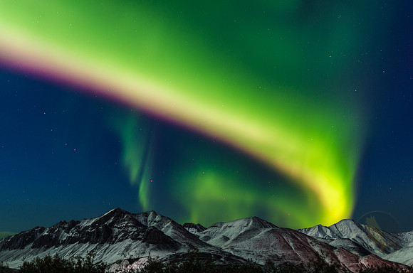 A dazzling display of color dances over the Brooks Range of northern Alaska.