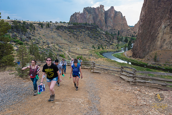 Monika Valdez leads the group out of Smith Rock State Park after the students completed their first geologic mapping project.